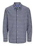 JACK&JONES Herren JORJOSHUA Flannel Check Shirt LS Freizeithemd, Nightshadow Blue, S