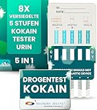 ADESTE 5-in-1 Kokain Tester | Drogentest Schnelltest Kokain: Schnelle & Präzise Ergebnisse in 5 Minuten | 5-Stufige Erkennung (50–600 ng/mL) | Einfach zu Verwenden, Kein Labor Benötigt | 8 tests