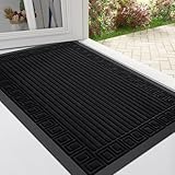 Homaxy Fußmatte Aussen & Innen, rutschfest Fussmatte, Outdoor Wetterfest Schmutzfangmatte, Langlebige Waschbar Sauberlaufmatte für außen Balkon Haustür Eingang (Greek Keys, 40x60cm, Schwarz)