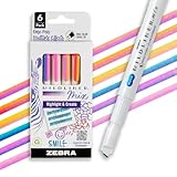 Zebra Pen Mildliner 77706 Textmarker-Marker-Set, zweifarbig, Keilspitze, ideal für Bibelhervorhebung, kein Ausbluten, Schulbedarf und Lehrerbedarf, 6 Stück