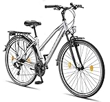 Licorne Bike Premium TrekkingBike in 28 Zoll - Fahrrad für Herren, Jungen, Mädchen und Damen - Shimano 21 Gang-Schaltung - Citybike - Männerfahrrad - L-V-ATB - Grau/Schwarz