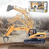 Ferngesteuerter Bagger Ferngesteuert, 1:14 Rc Bagger Metall Ferngesteuert ab 6 8 10 Jahre, 3 in 1 Raupenbagger mit Fernbedienung mit Akku und Ladegerät, Geburtstag