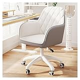 Moderner Bürodrehstuhl aus Samt mit verstellbarer Höhe und Rädern, weißer Samt, Akzentstuhl für Zuhause, Büro, Arbeitszimmer oder Schminktisch, stilvoller gepolsterter Sessel für Damen