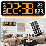 Carseatty Digitale Wanduhr 16' Digitale Wanduhr Groß Display mit Nachtlichtern in 8 Farben, Fernbedienung, Countdown, Uhr mit Datum Temperatur, Multifunktionsuhr für Wohnzimmer Küche Büro Gym