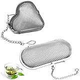 2 Stück Gewürzei,Gewürzsieb zum Mitkochen,Edelstahl Tee Sieb,Feinmaschiger Tee Ei mit Kette für losen und Mulling Gewürze, Gewürzkugel Zum Mitkochen Gewürzbeutel losen und Mulling Gewürze