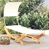 Snsowed Sonnenliege mit Dach, Gartenliege, Sonneninsel, Liege, Doppelliege, Gartenbett, Hängebett, Gartenmöbel, Outdoorbett, 100x216x162 cm Bugholz Massiv Creme