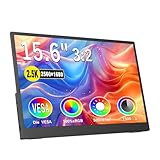 Kyyivwine 15,6 Zoll 2.5K Portable Monitor, 2560x1600 ultraflaches HDR-Display,100%NTSC,3:2 Tragbares Monitor 500cd USB-C HDMI Monitor für Laptops,PCs,Phone,Mac,Xbox/PS/Switch,VESA,(Ohne Touchfunktion)