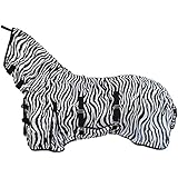 Marengos - Zebra-Fliegendecke mit Halsteil & Bauchlatz | robuste & atmungsaktive Ekzemerdecke | Schutz vor Insekten | extrem winddurchlässige Fliegendecke | Outdoor-Pferdedecke 145cm