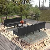 PUEOSZX Gartenmöbel-Set für den Außenbereich, 8-teiliges Möbel-Set mit Kissen und Tisch, Outdoor-Möbel für Terrasse, Garten oder Wohnzimmer, modulares Design, Schwarz