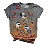 Herbst-Shirt Damen 2023 Mode Kurzarm Rundhals Grafik Übergroße Tier Cosplay Kostüme Top T-Shirt für Damen 7F, Schwarz , Large