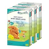 Fleur Alpine Babykekse mit Traubensaft - 18 x 2 Leckere Babysnacks für den leckeren, glatten Frühstücksbrei oder den Snack für zwischendurch | Einfache Vollkorn-Snackkekse ohne Zuckerzusatz | 6 Monate