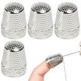 OIGWBPH 4 Stück, stabile Metall-Nähhüte mit kleinen Kerben, Metall-Fingerschutz, DIY-Näh-Fingerschutz, Vintage-Näh-Fingerhut, Fingerhut, Nähzubehör, Basteln für Stickereien
