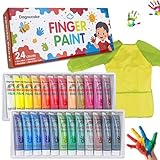DagouColor Fingerfarben Kinder, 24 Farben * 36ml Auswaschbar Pintura de Dedos Para Niños, Pintura de Arte, Kunst Malerei Kits para Artistas Anfänger Künstler Kindergarten Schule Frühes Lernen