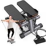 Sportsroyals Treppenstepper für Übungen, Mini-Stepper mit Widerstandsband, hydraulischer Fitness-Stepper für Heimtraining, Ganzkörpertraining, 150 kg Tragkraft