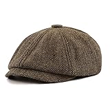JAOAJ Herren Schiebermmütze Newsboy Baskenmütze,Herringbone Flatcap Mütze,Barett Cap Warme Herren Gatsby Kappen Bakerboy Schirmmütze