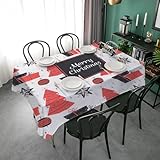 Klein Tischdecke 80x80 cm - Rote Weihnachten Tischdecke Outdoor Abwaschbar Gartentischdecke Eckign Wasserabweisend Fleckschutz für Geburtstag Bierzeltgarnitur Vintage-Dekoration W53