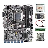 AMIUHOUN B75 12 Karten BTC Mining Motherboard + CPU + Lüfter + 128G SSD + 8G DDR3 Speicher + Switch Kabel 12 USB 3.0 (PCIE1X) Slot LGA1155 DDR3 MSATA
