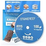 Sägeblatt 315x30 - Kreissägeblatt [inkl. Adapter auf Bohrung 20 &16mm], kompatibel mit Winkelschleifer von Bosch, Makita usw. - Sägeblatt Kreissäge Nagelfest - für Holz