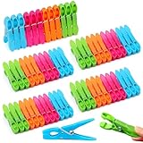 Zeawavsl Wäscheklammern 60 Stück, Utschfeste Wäscheklammern, Klein Plastik Wäscheklammer, rutschfest & ohne Abdruck, Stabile Kunststoff Kluppen, Ideal für Socken, Handtuch, Kleidung