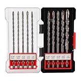 10-teiliges Steinbohrer-Set, 1/4 Zoll Sechskantschaft, Betonbohrer, schnell schneidende Hartmetall-Bits mit Aufbewahrungsbox für Glas, Fliesen, Ziegel, Kunststoff, Größe 3/16