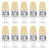 G4 LED Warmweiss, 10er 3.5W Birne, G4 12V LED Lampe Warmweiß 3000K 20x 2835 SMD Ersetzt 40W Halogenlampe, 400Lumen Stiftsockellampe, Kein Flackern, 360° Abstrahwinkel Spot, Nicht Dimmbar