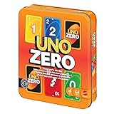 Mattel Games UNO Zero Kartenspiel in Aufbewahrungsdose zum Mitnehmen für Kinder, Erwachsene, Familienabende und Partys, enthält Kartenspiel und Punktekarte, 2 bis 8 Spieler, ab 7 Jahren, JLK16