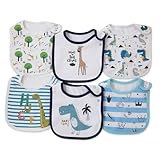 Maiwamita 6er-Pack wasserdichte Baby-Lätzchen aus Baumwolle für Mädchen und Jungen zum sabbernden Essen mit Druckknopf (Multi10)