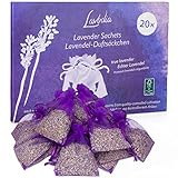 LAVODIA Lavendel Duftsäckchen Gegen Kleidermotten, 6 g - 20 Beutel mit Getrocknetem Lavendelblüten, Duft für Kleiderschrank, Auto, Raum - Frischer Lavendelduft für Textilerfrischung - 9 x 6,5 cm