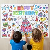 APLZGMG Geburtstagstischdecke, 80 x 109 cm, DIY-Maltischdecke für Kinder, Happy Birthday-Papiertischdecke und Poster für Schulpartys, Geburtstage, Partys und besondere Anlässe