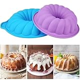 CLUEWR Silikon-Kuchenformen, 20,3 cm und 25,4 cm, antihaftbeschichtet, Silikon-Backformen für Gugelhupf / Gelatine, Brownie, Maisbrot, 2 Stück