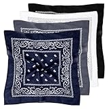 APLZGMG 4 Stück Multifunktional Bandana Kopftuch，Bandana Kopftuch Damen und Herren,Unisex Tuch Bindetuch,100% Baumwolle Nickituch für Kopf-, Hals-, Hand-, Taschen- oder Taillenanhänger (54 x 54 cm)