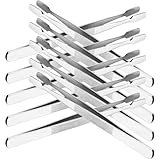 MOTHNUR 10 Stück Teiliges Edelstahl Pinzetten mit Breiter Flacher Spitze Vielseitig Einsetzbar als Briefmarken sammlerwerkzeug und Wimpernpinzette für Professionelle und Private Anwendung