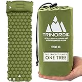 TRINORDIC 550g Ultraleichte Aufblasbare Isomatte - Mit Aufblasbarem Kissen - Camping Matratze mit Kleines Packmaß für Outdoor, Camping, Wandern & Bikepacking