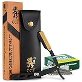 Das Cambridge Cut Throat ™ Barber-Rasiermesser für eine tadellose Rasur – Swing-Lock-Rasiermesser mit Derby-Rasierklingen und Leder-Reisetasche - Geschenke für Männer – Pflegeset-Geschenk für Herren
