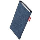fitBAG Jive Blau Handytasche für Apple iPhone 16 Pro 6.3' Tasche aus Textil-Stoff mit Microfaserinnenfutter | Hülle mit Reinigungsfunktion | Made in Germany