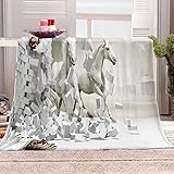 CCBUY Winter Decke Kinder Flanell Fleece Decke Weiche Flauschige Mikrofaser Bedruckte Überwürfe DeckenWeißes Pferd 135x150cm