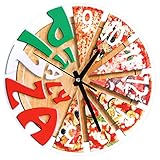 Holibanna Moderne Pizza Wanduhr Geräuschloses Uhrwerk Für Restaurant Einzigartige Wanddekoration Mit Lustigem Pizza Für Wohnzimmer Und Essbereich