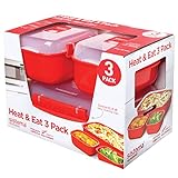Sistema Microwave-Heat & Eat Frischhaltedosen Set | 3 rechteckige Mikrowelle-Vorratsdosen mit Deckeln (1 x 1,25 l + 2 x 525 ml) | verschließbare Clips und Belüftungsventile | BPA-frei