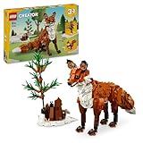 LEGO Creator Waldtiere: Rotfuchs, Tiere-Set mit Fuchs, Eule und Eichhörnchen Spielzeug, Tierfiguren des Waldes zum Spielen und Ausstellen, kreatives Geschenk für Jungs und Mädchen ab 9 Jahren 31154
