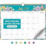Kalender 2025-2026, monatlicher Wandkalender von Juli 2025 bis Dezember 2026, 29,2 x 37,3 cm, Spiralbindung, Wandkalender, perfekt für Zuhause oder Büro, Blumenmuster