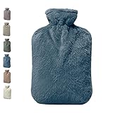 BICAREE Wärmflasche, PVC Heißwasserbeutel mit Deckel für Heiß- und Kalttherapie, Hand-Fußwärmer, Menstruationsbeschwerden(Blau)