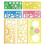 BCBF 7 Stück Lineal Set,Kreisschablone,Kinder Zeichenschablone,Kunststoff Kreise Geometrische Vorlage Herrscher Schablone Messung Werkzeug, Lineale Geometrisches Zeichnung,Malschablonen Kinder