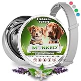 Monked | Natürliches Flohhalsband Hunde ohne Chemie | Zeckenhalsband für Hunde klein & groß | Größenverstellbar | bis 8 Monate Schutz | Zeckenschutz Hund | Anti Floh Hund | Anti Floh Hund [Grau]