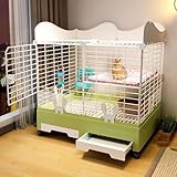 Kaninchenstall Indoor Bunny Cage mit erhöhtem Schallwand und Dachlicht, leicht zu reinigen und zu installieren, doppellagiges Design, große Kapazität