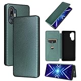 Magnetische Klapphülle mit Standfunktion, kompatibel mit HTC U24 Pro U24Pro, Handyhülle, Anti-Fall, Ringschnalle, Business, einfarbige Handyschale (Grün, HTC U24 Pro)