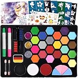Janolia Gesichtsfarben Kinderschminken Set, Bodypainting Farben für Theaterschminke, Kinderschminke Wasserbasis, 25 Farben Faschingsschminke Face Paint, Ideal Kinderschminke Set für Halloween Karneval