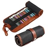 72 Löcher Leinwand Pencil Wrap Mit Druckknopf, Waschbar Canvas Roll Up Pencil Case, Tragbar Rollmäppchen, Bunte Stifterolle Rollmäppchen, Große Kapazität Federmäppchen Für Künstler, Reisen, Schule