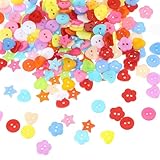 400 Stück Knöpfe zum Basteln 4 Stile Bunte Knöpfe zum Annähen Kunststoff Bastelknöpfe Kinderknöpfe Verschiedene Formen und Farben Knöpfe Groß Basteln Zubehör für Kinder DIY Kleider Nähen Geschenk