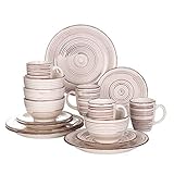 16 teilig Porzellan Tafelservice Vintage Keramik Teller Speiseteller Set Dessertteller Schüssel Becher Set