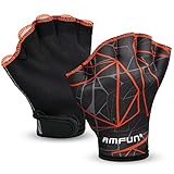 AMFUN Schwimmhandschuhe, Aquatic Handschuhe, Wasserdicht Schwimmhandschuhe mit Einstellbare Trageschlaufe, Trainingsschwimm Handschuhe für Wasserfitness Surfen Sport Männer Frauen Erwachsene (M)